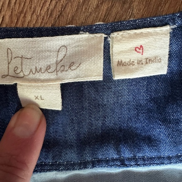 Anthropologie Let Me Be blue denim skirt with rickrack. Size XL - Picture 4 of 8